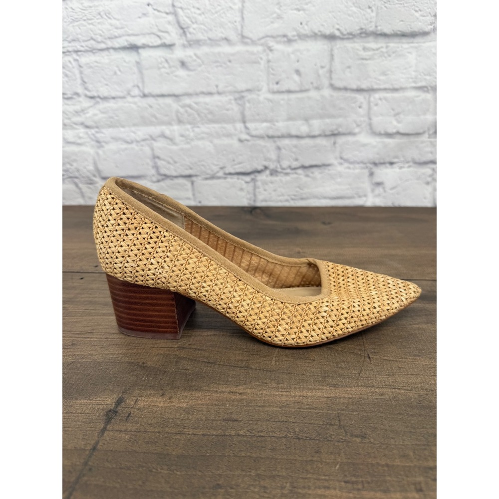 Vince Camuto Raffia Woven Block Heel Pumps Coastal Chic Old Money Quiet Luxury 7 - Picture 13 of 13